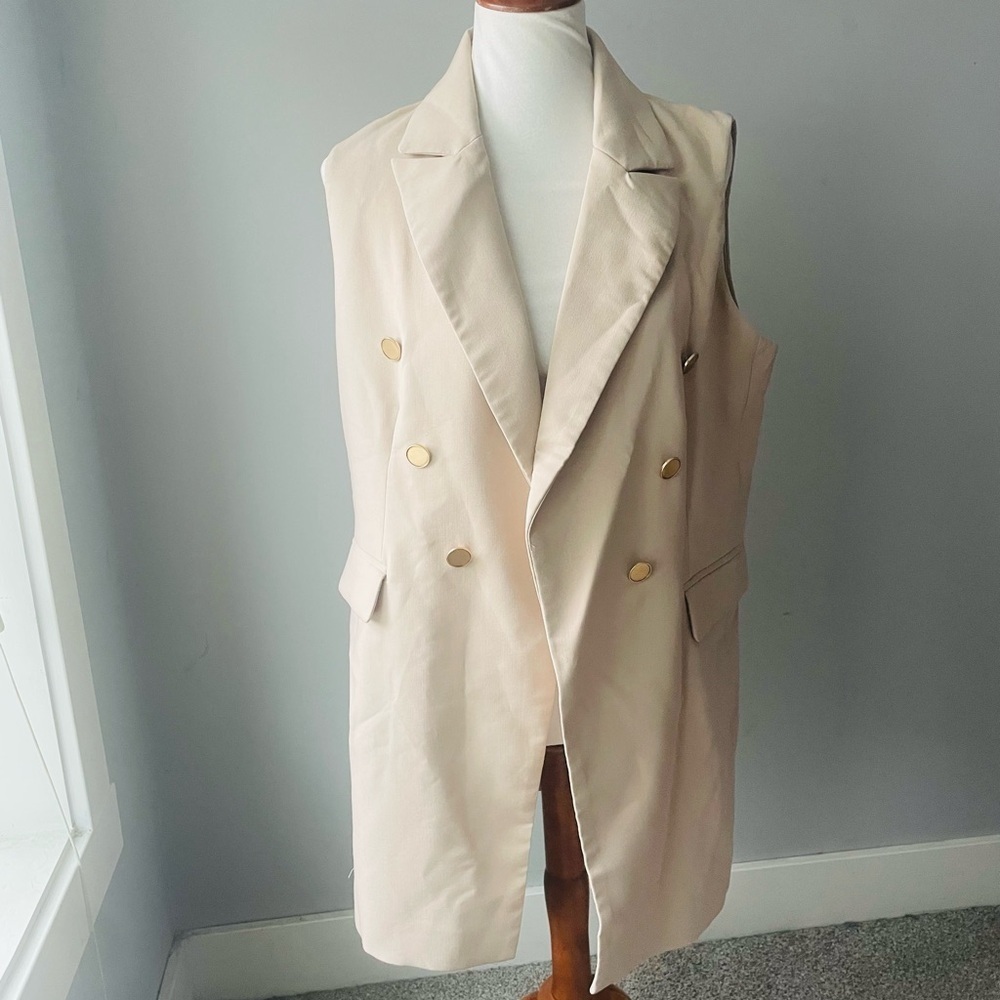 Joie Cream And Gold Sleeveless Vest With Notched Lapels